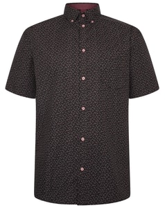 KAM Short Sleeve Dobby AOP Shirt Navy